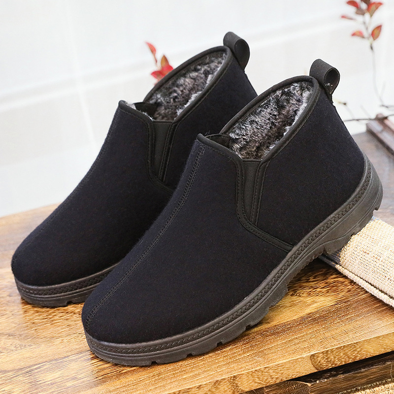 老北京棉鞋男冬季加厚绒保暖高帮棉靴子仿兔毛中老年休闲男鞋