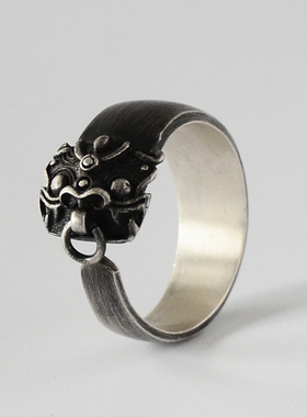 貔貅925银开口戒指饕餮手工中国