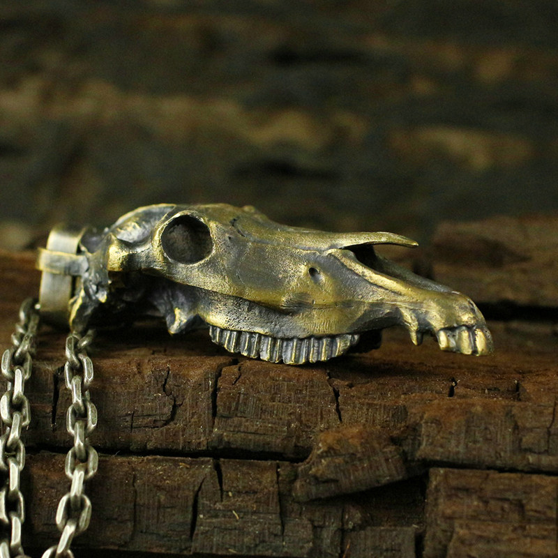 银吊坠新品纯银黄铜个性男女骷髅鬼面具头盔项链挂件钥匙扣摆设