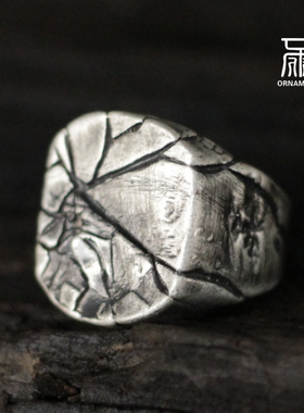 不规则男士925纯银闭口戒指食指