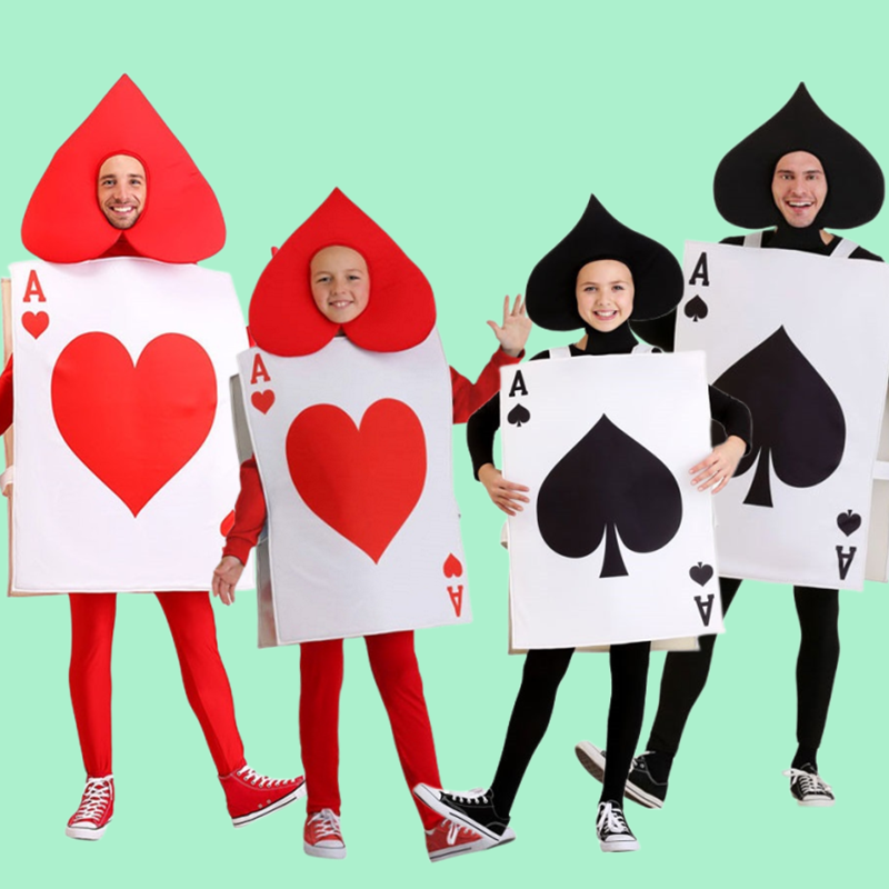 爱丽丝梦游仙境cos服装儿童衣服成人扑克牌红心红桃a演出服亲子装