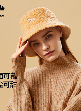 蕉下保暖渔夫帽女秋冬摇粒绒双面戴百搭显脸小新款休闲时尚防寒帽