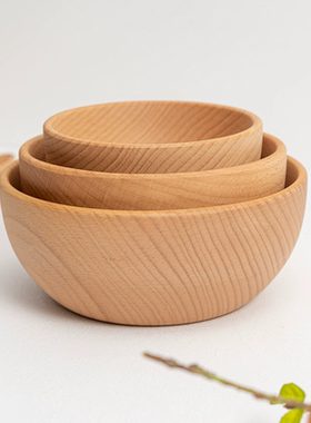胖东来同款西溪林榉木碗儿童成人碗盘米饭碗相思木沙拉碗甜品碗盘