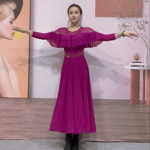 1133艺尚舞摩登舞大摆连衣裙女国标舞表演服装成人交谊舞比赛长裙
