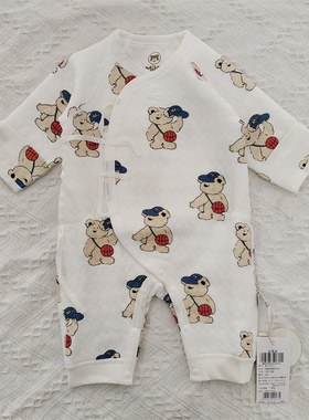 米乐熊2023年春季新款新生儿保暖蝴蝶衣0-3个月加厚哈衣MN4093HC2