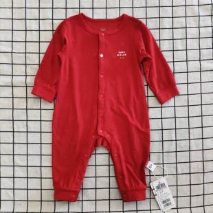 米乐熊婴幼儿春秋冬全开大红莫代尔连体哈衣断码 清仓MN2918AH5