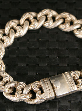 做旧白铜镀老银苗族银手工雕刻银链手链男女霸气时尚银饰手镯现货