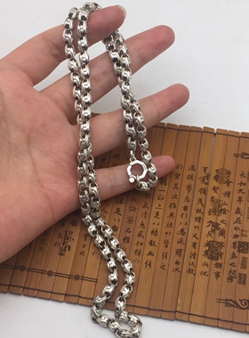 白铜镀银苗族银手工雕刻链子银链项链男女霸气银饰项链吊坠