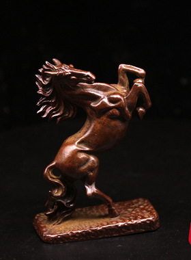 纯铜茶宠一马当先香插茶桌摆件