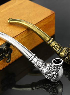 仿古泰银烟斗手工纯铜老式摆件