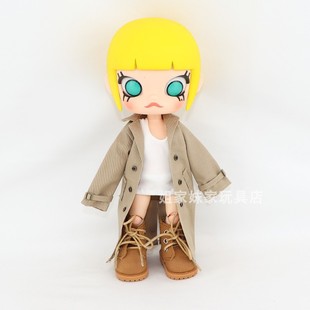 泡泡玛特molly衣服茉莉小熊面包娃衣搪胶8分可动人偶配饰时尚风衣