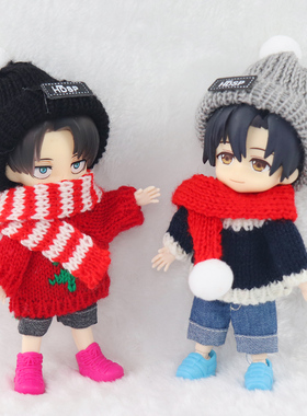 满58包邮 ob11娃衣服Molly body9 GSC可穿多款围巾圣诞围脖毛线帽