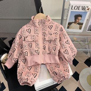 女童春秋百搭套装 中小童运动装 宝宝休闲两件套长袖 2026洋气韩版