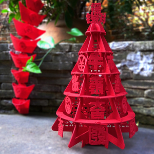 新年无纺布装饰品创意家居室内开业布置春节摇钱树发财树柜台摆件