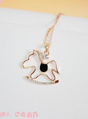 饰品玫瑰金镂空水晶防过敏短链