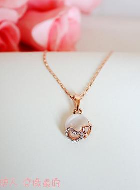 玫瑰金色猫眼石桃心百搭短链