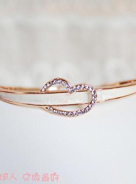 贝壳镂空桃心水晶防过敏手链