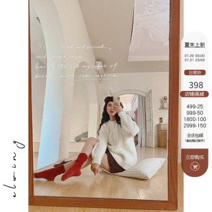 氛围感白色麻花毛衣女冬季 Elwing原创法式 纯色软糯休闲针织上衣