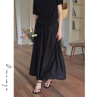 Elwing原创柔光醋酸天丝轻盈量感减龄立体双层气球裙半身裙女夏季