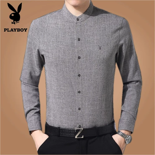 Playboy, весенняя рубашка, китайский стиль, из хлопка и льна, для среднего возраста