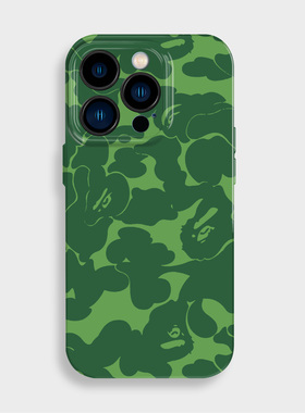绿色迷彩猿人潮牌适用15手机壳菲林苹果14promax全包13小米12华为mate60男P50荣耀100软oppo一加vivo三星S24