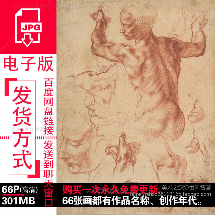 米开朗基罗Michelangelo素描速写手稿绘画作品高清电子版图片素材