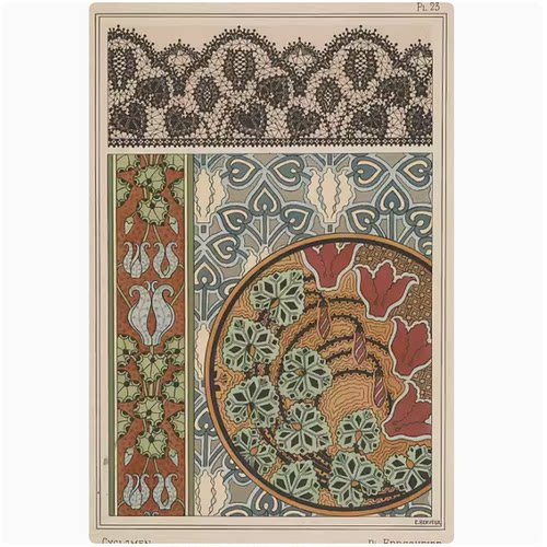 【法国、瑞士】Eugene Grasset-植物花卉装饰图案插图图库