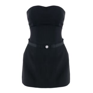 龙牙童推荐【黑天使】秋冬复古无袖连衣裙性感包臀百搭气质收腰