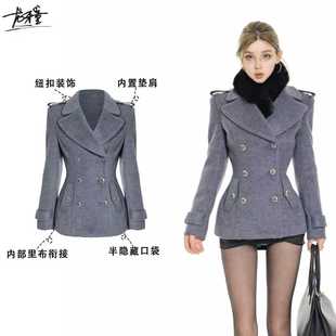 龙牙童推荐 高级感外套女秋冬双排扣收腰大衣显瘦气质上 br记忆