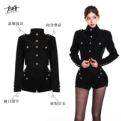 高级感气 英伦复古黑色立领短款 英区大小姐 外套秋季 龙牙童推荐