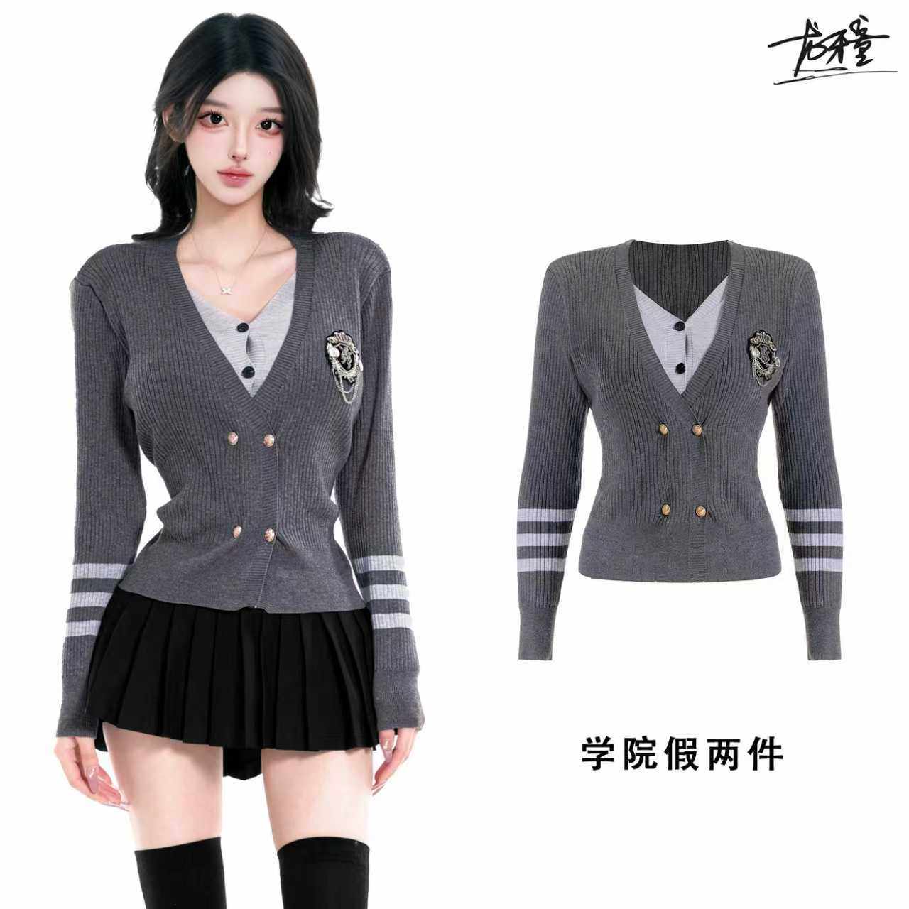龙牙童推荐【学院假两件】韩版春秋冬季长袖t恤秋季休闲假两件衬,模玩/动漫/周边/娃圈三坑/桌游,Cosplay女装/cos女装,淘宝优惠券,粉丝福利购,淘宝优惠卷