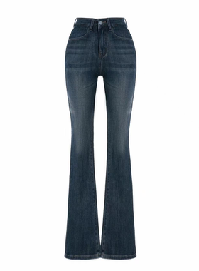 龙牙童推荐【超模丰胯裤】复古港风微喇叭慵懒风牛仔裤女长裤女士