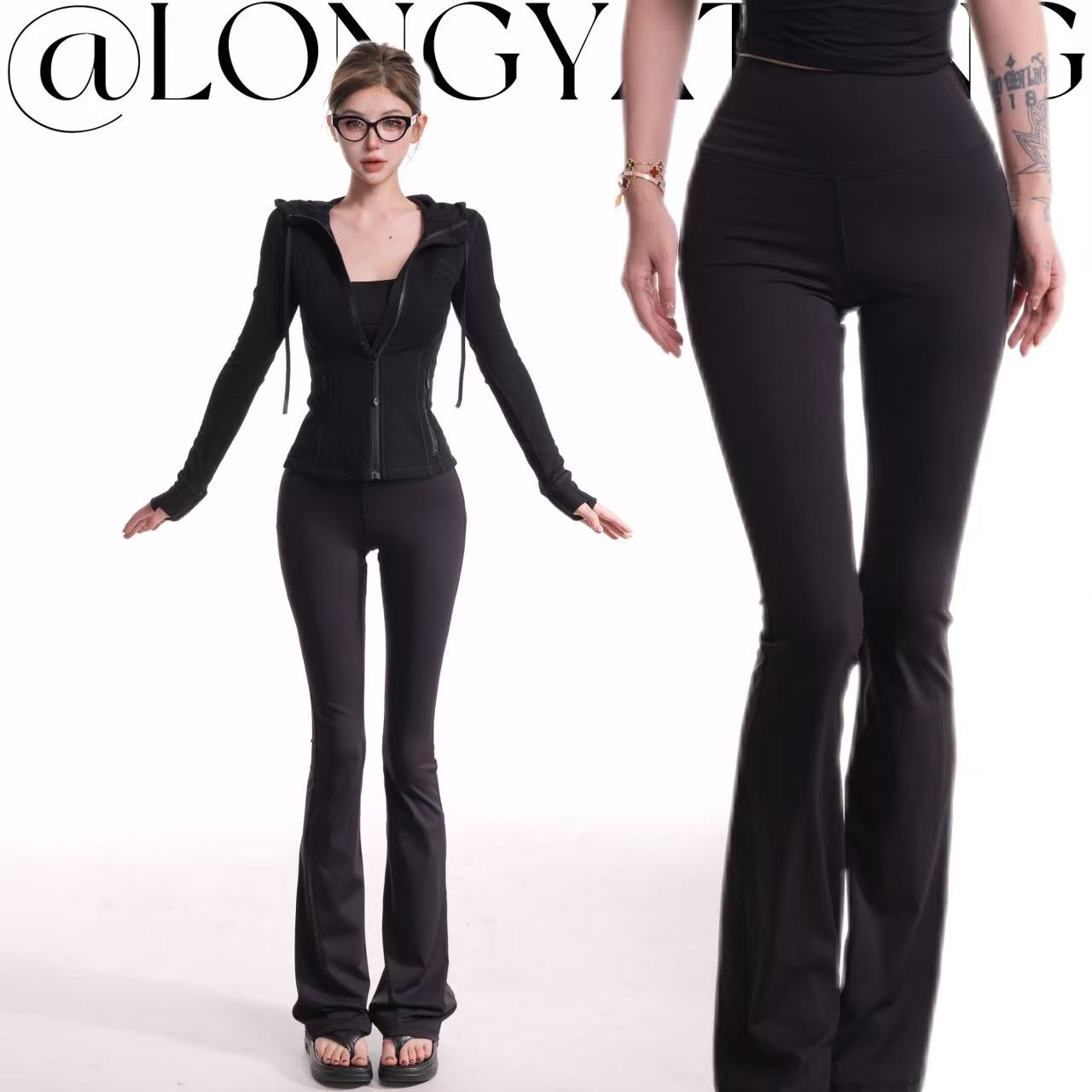 龙牙童推荐【lu系微喇瑜伽裤】显瘦瑜伽裤运动高腰时尚修身微喇叭