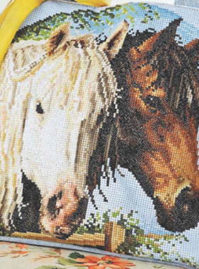 手工刺绣小小鱼DMC十字绣线 Cross230-3 骏马 浅蓝绣布套件