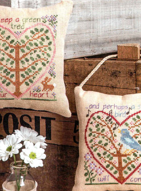 小小鱼DMC线十字绣套件 World216-3绿色世界亚麻绣布DIY两幅