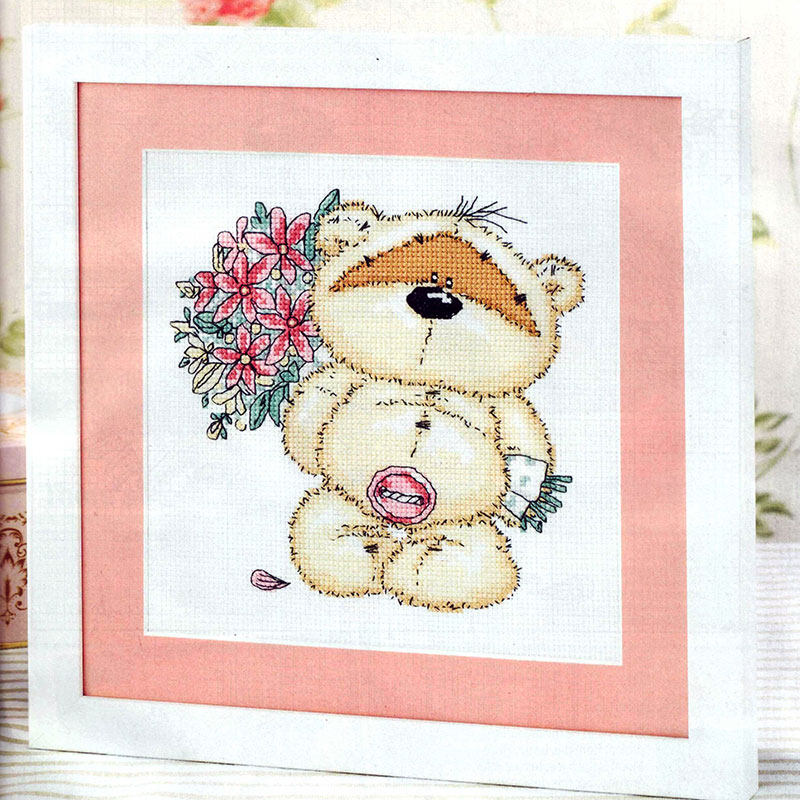 新品卡通小小鱼dmc绣线十字绣 crazy173--4爱的礼物精准印花套件