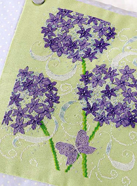 小小鱼DMC绣线十字绣套件 Col196-3紫色绣球浅绿绣布手工刺绣