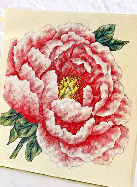 小小鱼DMC绣线十字绣套件 Col206-2大花牡丹 浅黄色绣布花卉刺绣