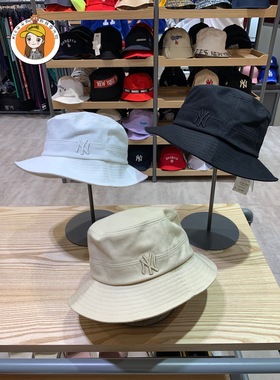 韩国正品MLB新款男女同款渔夫帽盆帽均码黑色白色NY遮阳帽32CPHE1