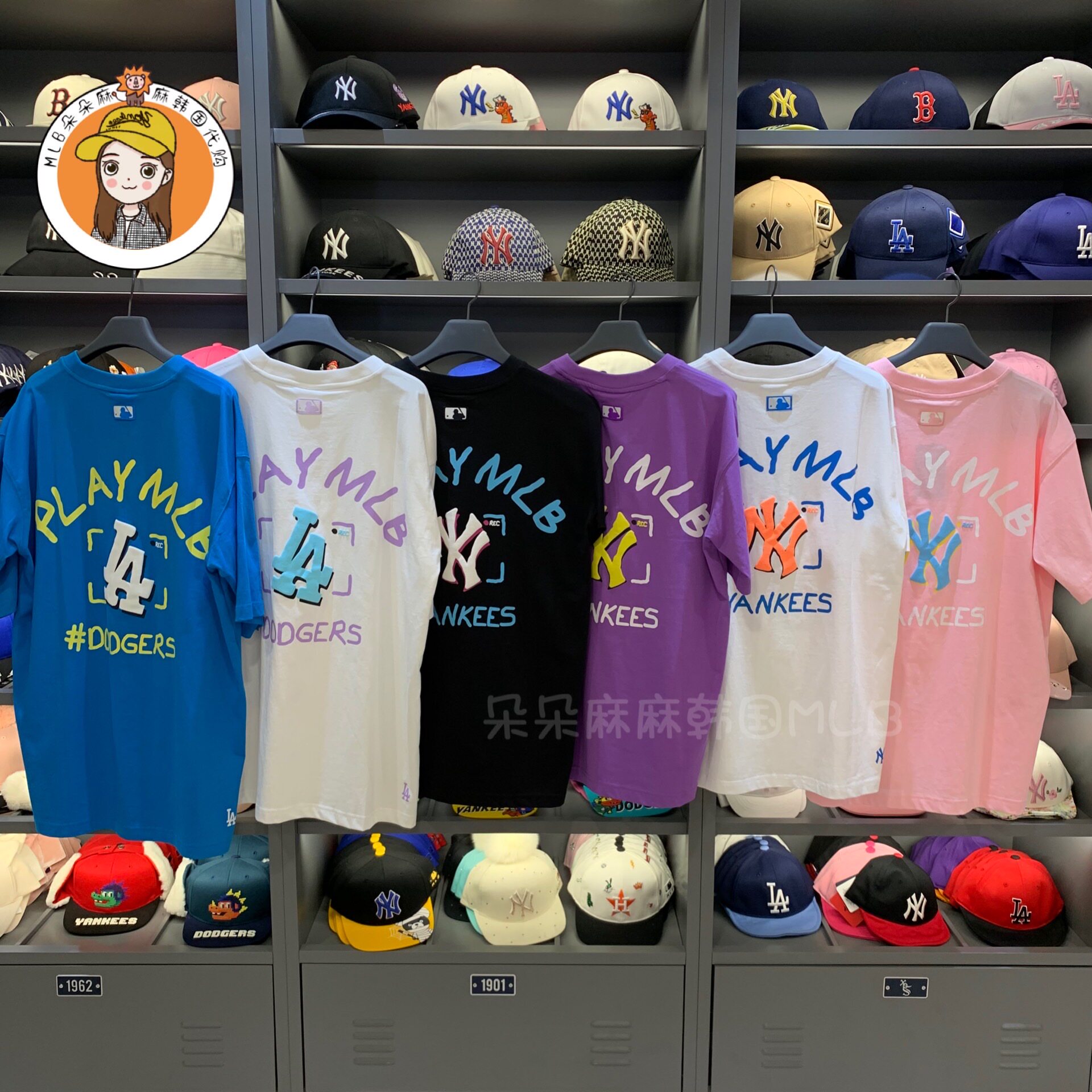 韩国MLB正品新款洋基队涂鸦字母短袖印花T恤情侣半袖31TS06031