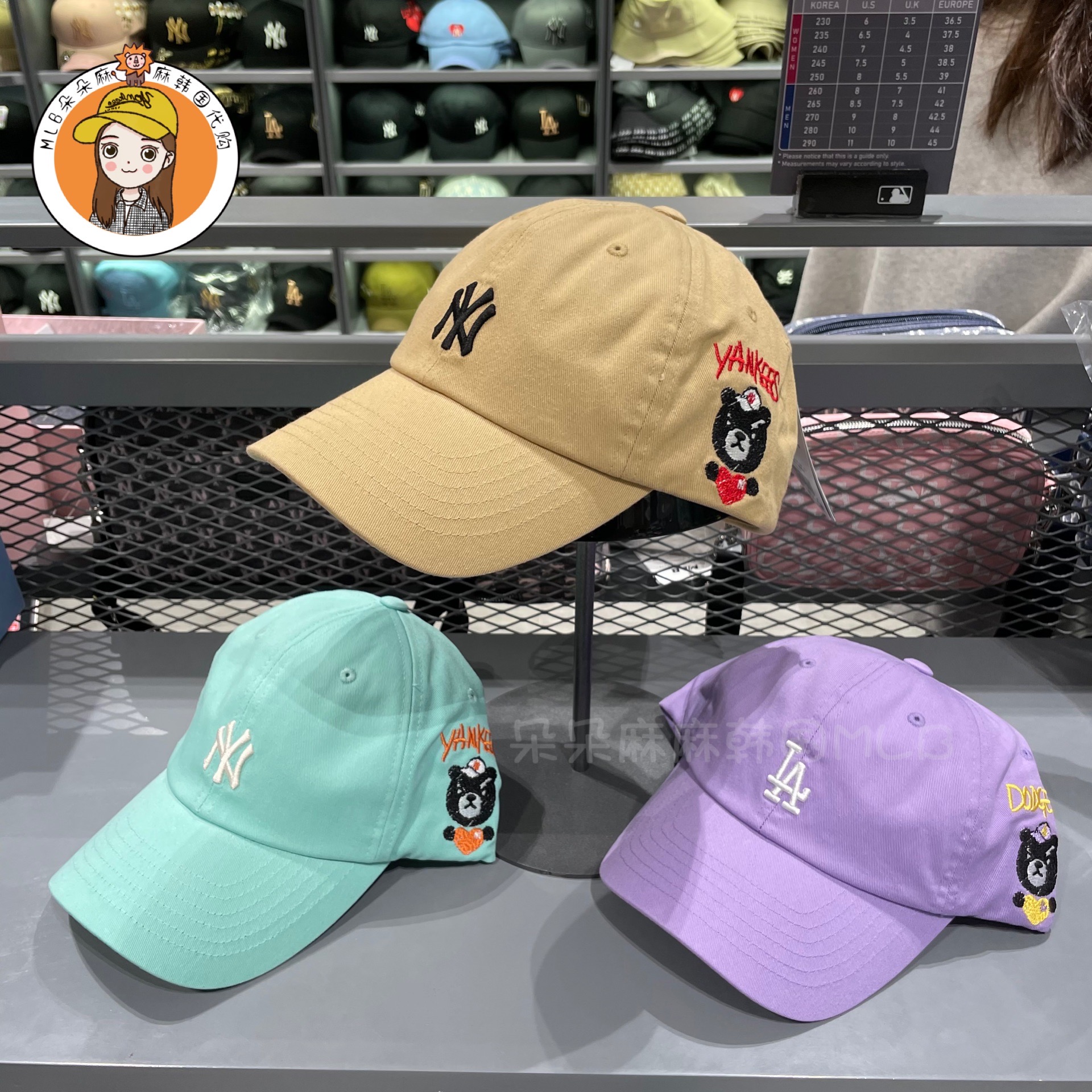 韩国MLB正品2021新款暴力熊刺绣小标棒球帽软顶百搭小熊鸭舌帽ins