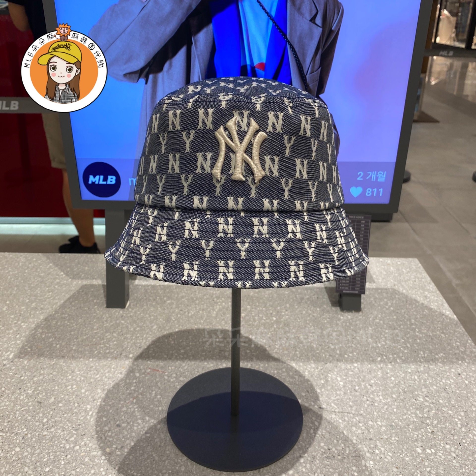 帽子mlb正品新款牛仔老花情侣图片