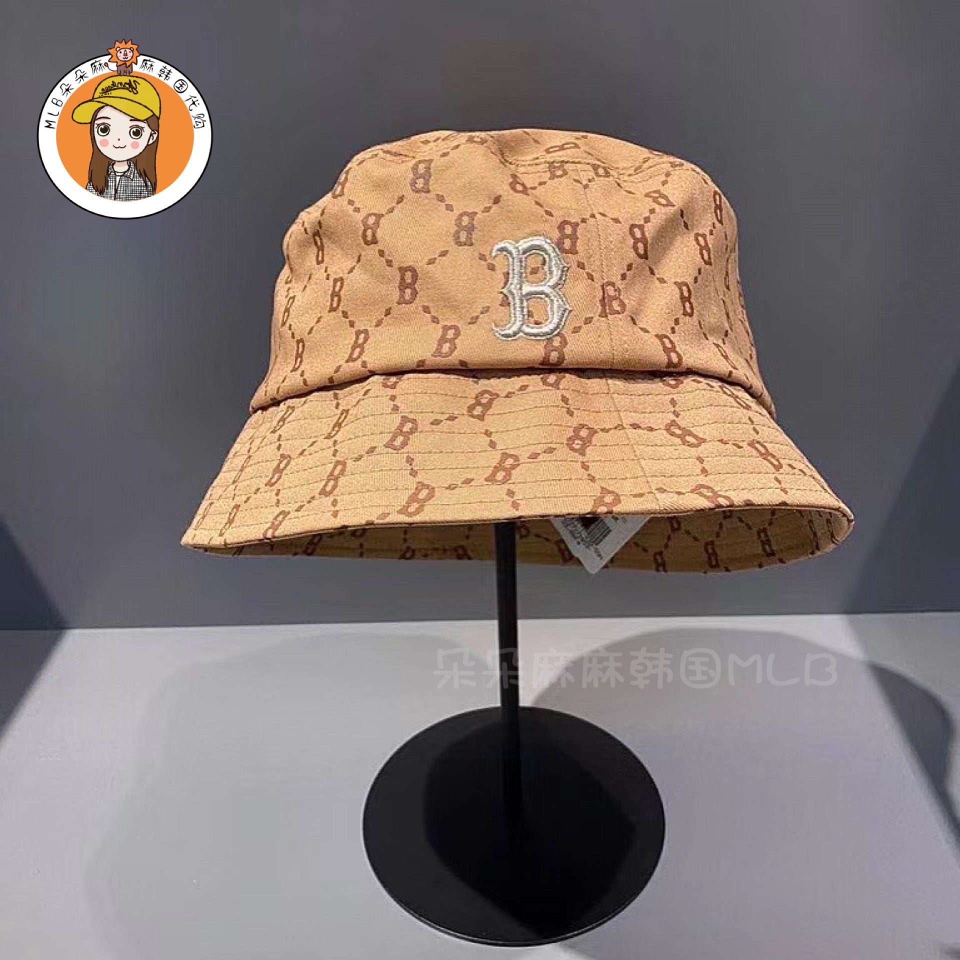 韩国mlb正品经典老花nyins渔夫帽图片
