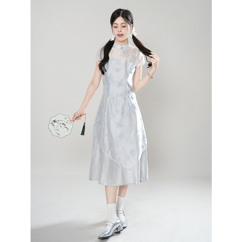 小清新蓝色蝴蝶改良国风新中式连衣裙套装2024夏季吊带罩裙两件套,女装/女士精品,时尚套装,淘宝优惠券,粉丝福利购,淘宝优惠卷