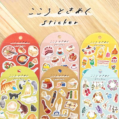 猫咪甜品文具花朵手绘风纸贴纸
