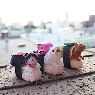 你忍心吃吗~日本 奇谭CLUB 猫咪寿司化猫寿司扭蛋 摆件 挂件