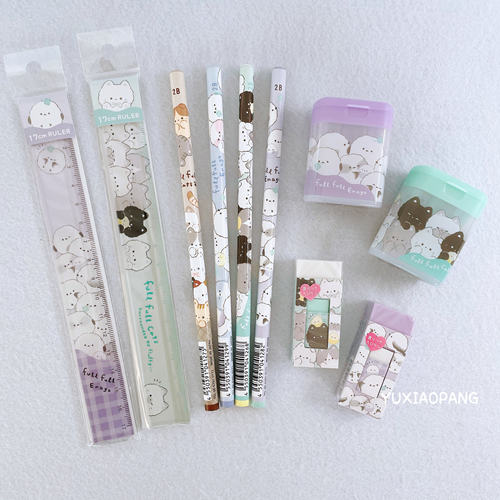 胖胖小动物橡皮木铅笔卷笔刀直尺
