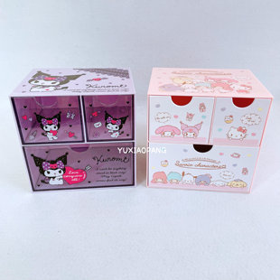 三丽鸥人物限定 日本 限量款桌面文具杂物收纳盒三格收纳储物抽屉