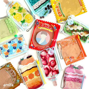 喫茶棒冰点心袋限定 日本amifa PVC夹链袋挂件吧唧袋徽章保护收纳