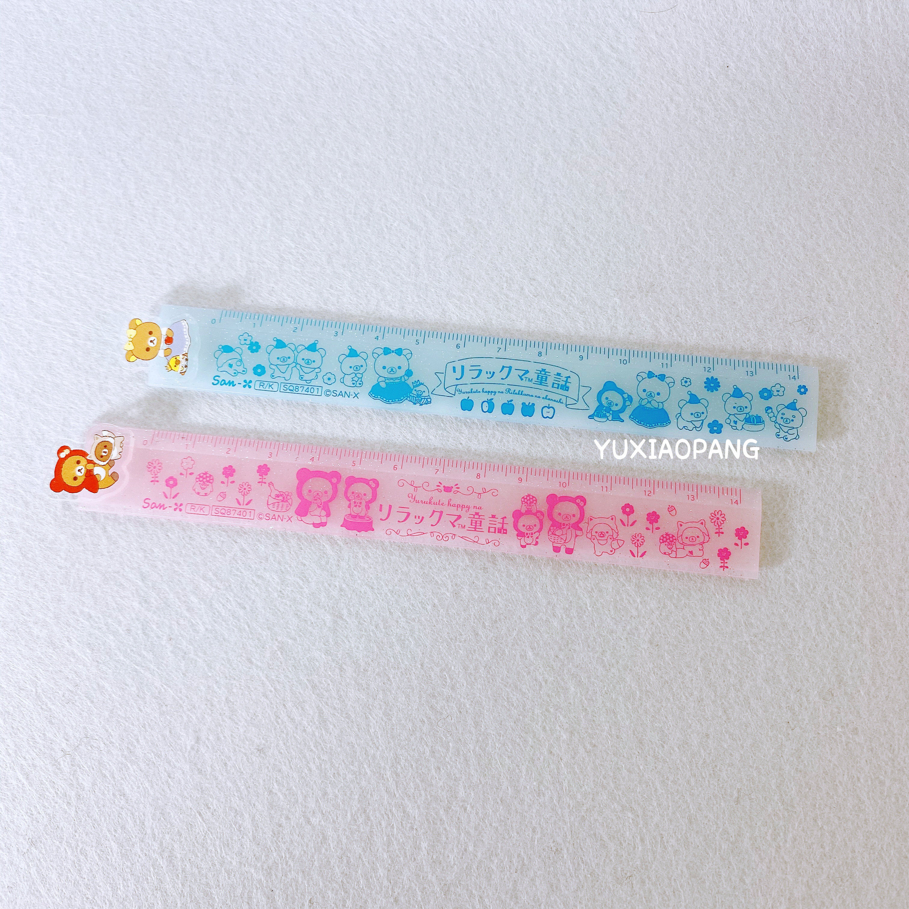 轻松熊童话系列限定 日本制san-x限量款塑料直尺果冻色带人偶1